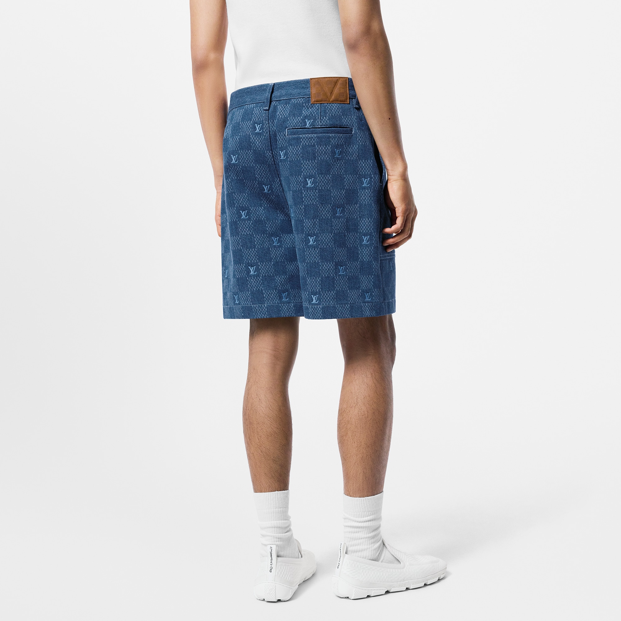 Short Damier Ample En Chambray - Prêt-à-porter De Luxe | Homme | LOUIS